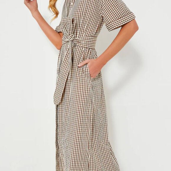 Pomander Place Brown Gingham Seersucker Zacara Dress from Tuckernuck - Picture 3 of 5
